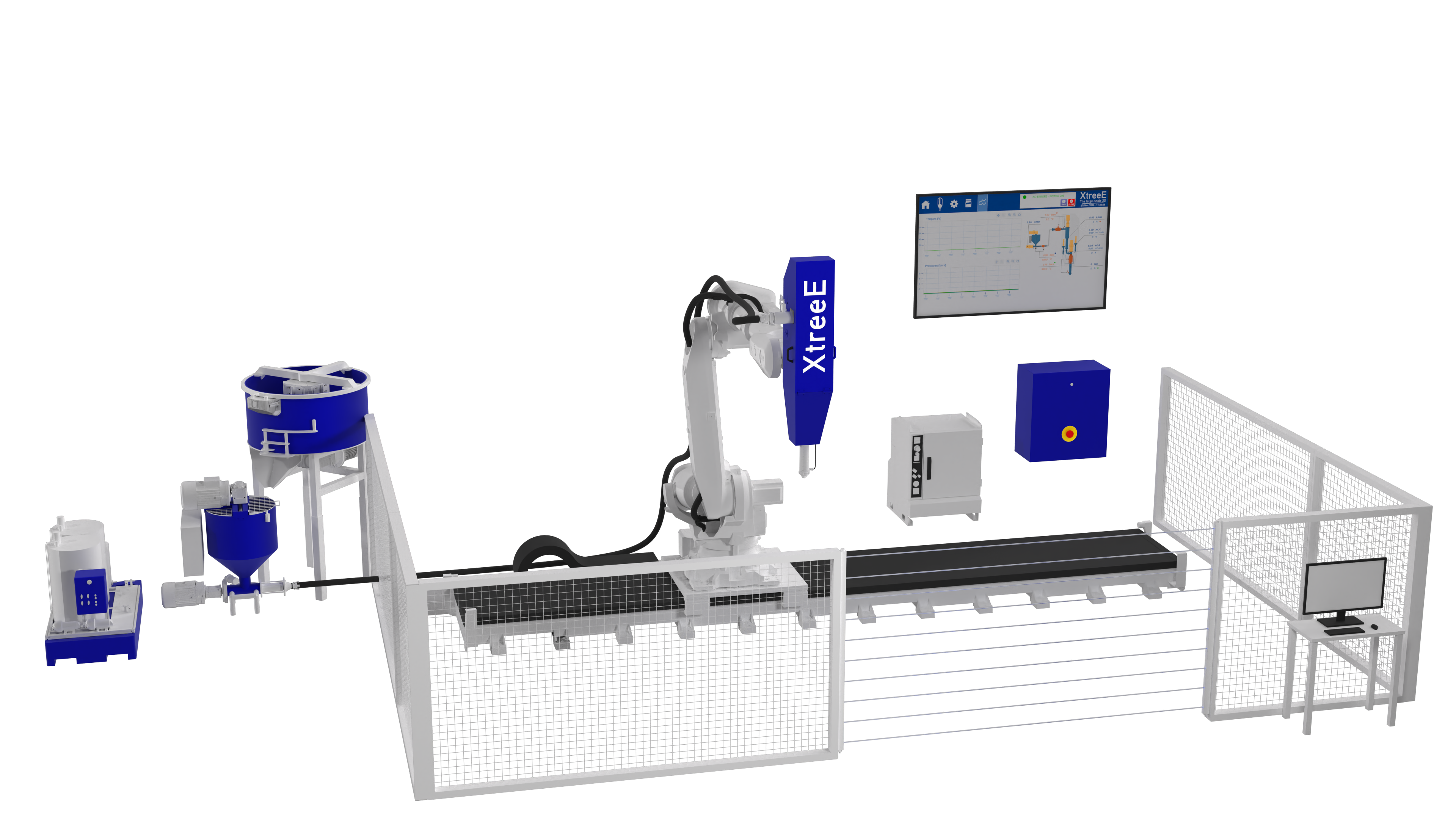 XtreeE complete system: robot, xHEAD, xMIX, xFEED, and software