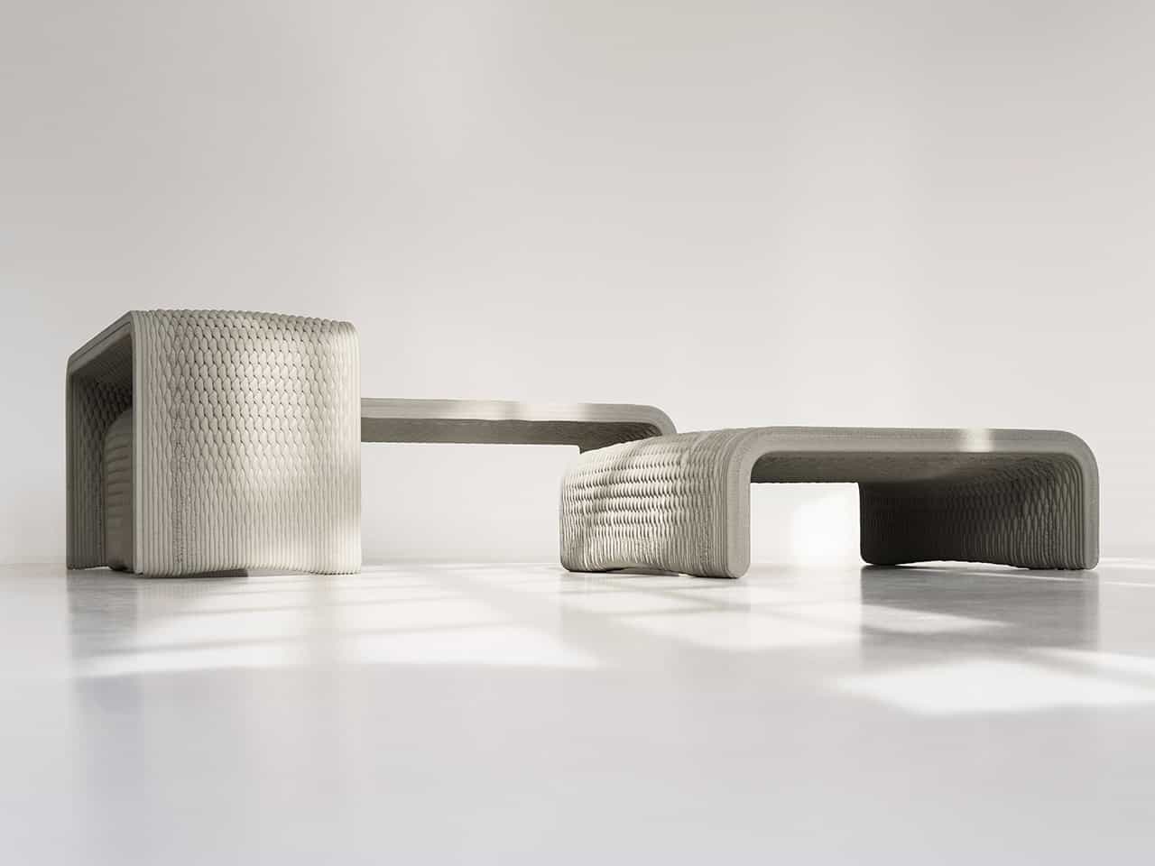 Woven Concrete, mobilier en béton tissé à Tokyo