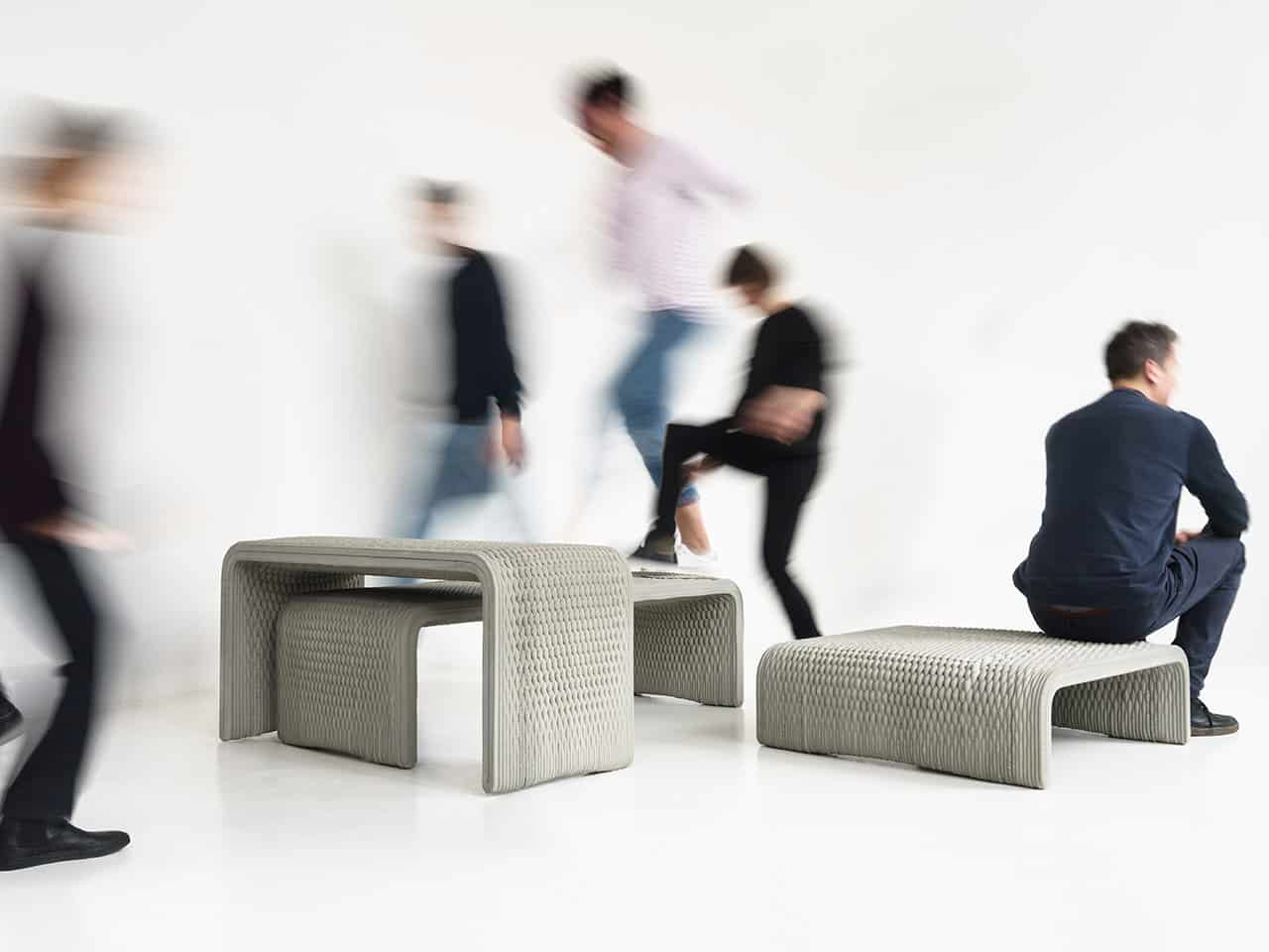 Woven Concrete, mobilier en béton tissé à Tokyo