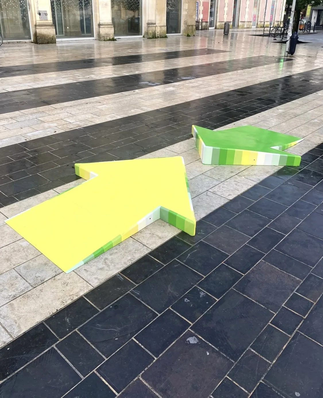 Brightly colored skateable sculptures · Bordeaux