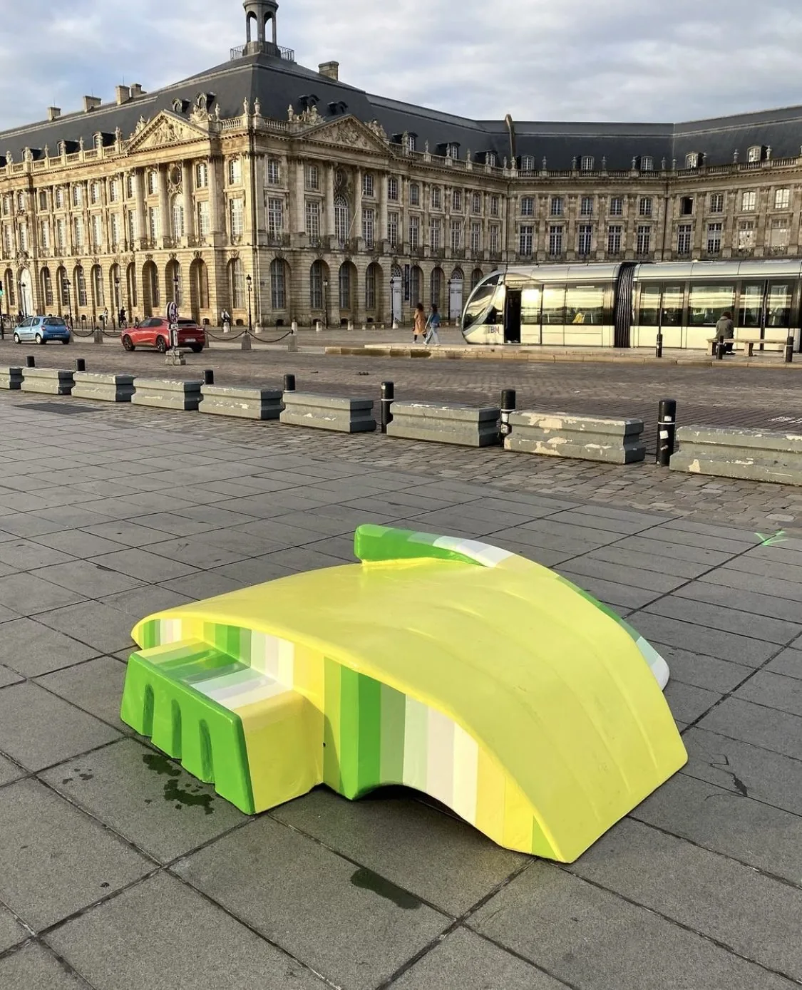 Brightly colored skateable sculptures · Bordeaux