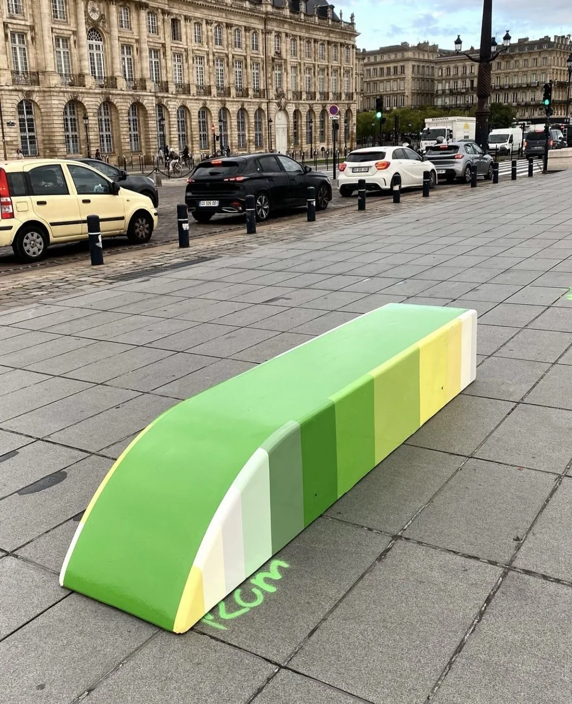 Brightly colored skateable sculptures · Bordeaux