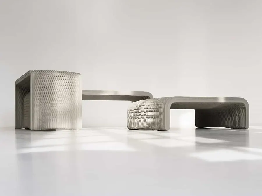 Woven Concrete, mobilier en béton tissé à Tokyo
