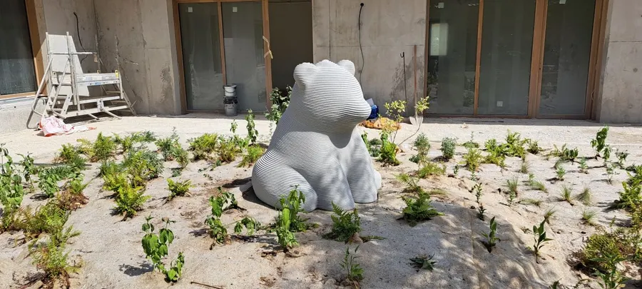 A bear in a daycare center