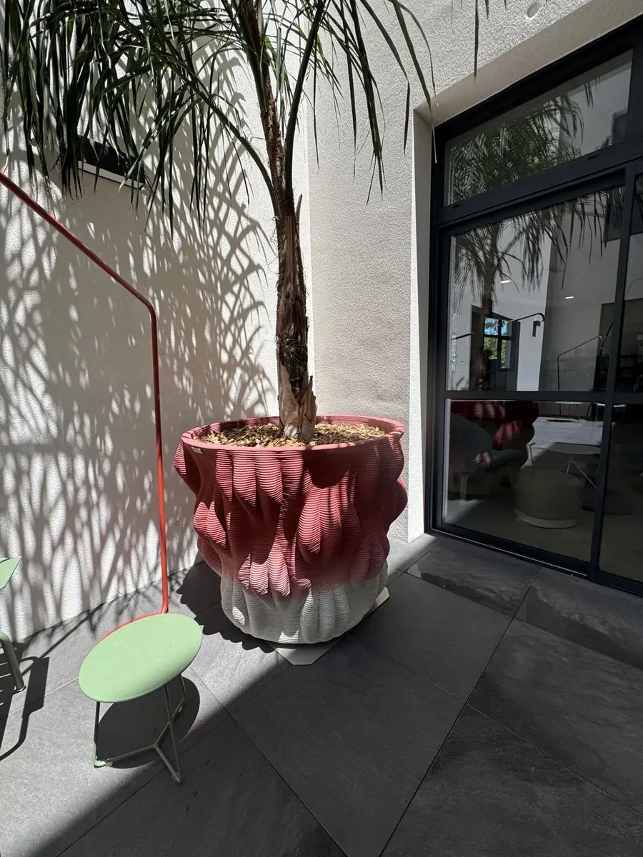 Two 3D concrete flower boxes